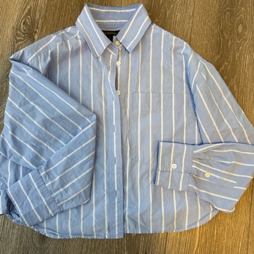 Banana Republic Light Blue Striped Shirt